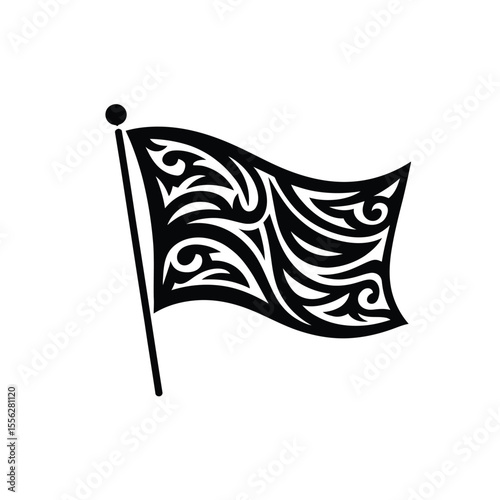 Tribal Flag Vector Illustration with Intricate Swirls and Lines Design