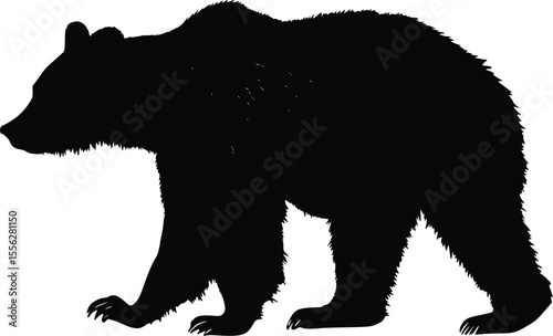Majestic Brown Bear Vector Silhouette Profile Powerful Nature Illustration