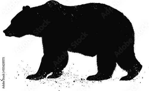 Grizzly Bear Silhouette Vector Illustration Strong Dramatic Design