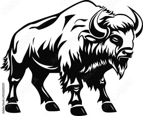 Powerful Bison Vector Illustration Strong Tribal Style Artwork