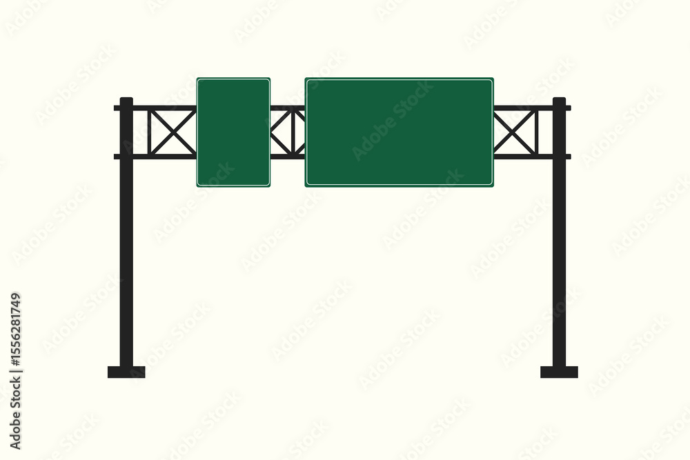 Fototapeta premium Overhead Highway Signage Template for Traffic Information