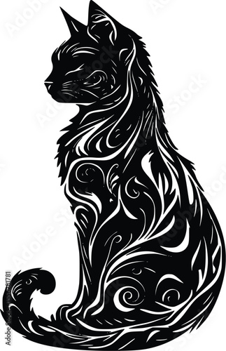 Wallpaper Mural Elegant Ornate Vector Cat Silhouette Design Illustration Torontodigital.ca