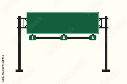 Flat Vector Green Highway Sign with Downward Arrows