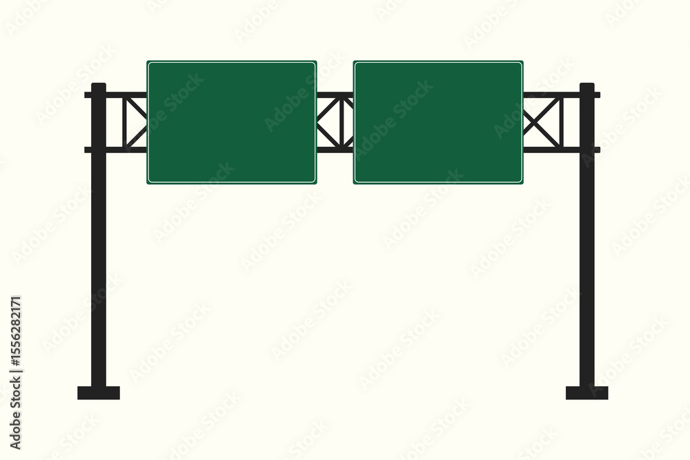 Obraz premium Flat Vector Overhead Highway Signboard with Double Panels