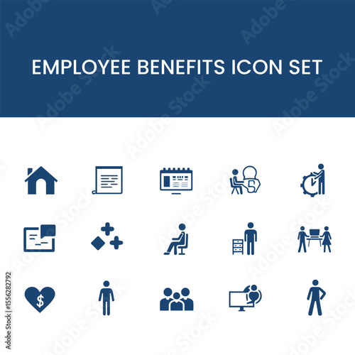 Staff Benefits Icon Set |  Employee Benefits & Compensation Vector Collection