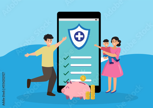 Family safety, life insurance or protection concept, 