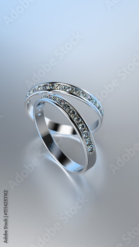 3d Render illustration sparkling ring with diamonds , precious gems illustration on white background, reflecting brilliance, elegant setting