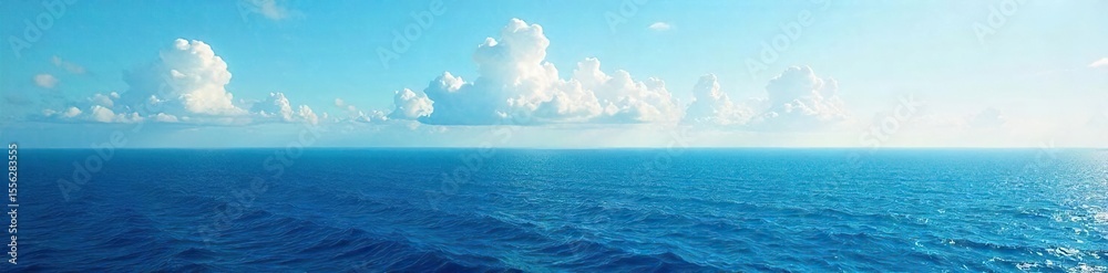 Obraz premium Breathtaking Ocean Horizon Earths Curvature at Sunrise, Vast Seascape, Travel Photography
