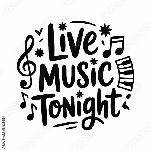 Live Music Tonight Hand Drawn Vector Illustration Concert Announcement Design