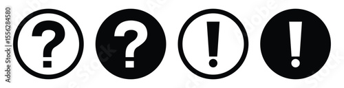 Bubble Speech  Icons with Question Mark and Exclamation Mark – FAQ, Warning, and Support Symbols for Web and Apps.