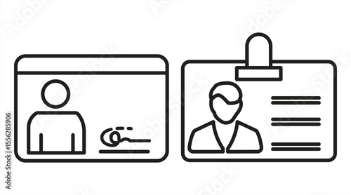 Identity card icon, outline symbol, isolated on white background, vector illustration.

