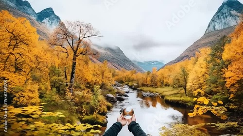 Autumnal Reflections: Capturing Scenic Views Through a Crystalline Sphere