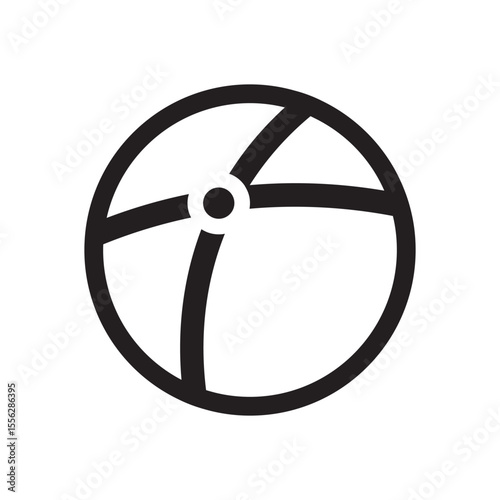 Summer toy ball icon. Classic inflatable beach ball with panel lines, ideal for summer content.