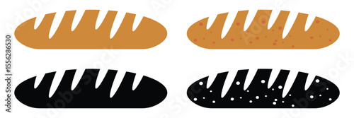 Hand-Drawn Bakery Icon Set – Vector Illustration of Sliced Bread, Buns, Baguette, Muffin, and Freshly Baked Goods, vector illustration.