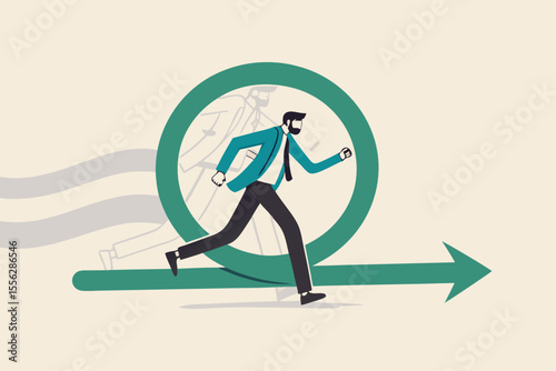Agile methodology for business or software development, flexibility work in modern company management concept, smart businessman running fast with agility effect on circular agile life cycle workflow.