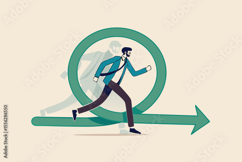 Agile methodology for business or software development, flexibility work in modern company management concept, smart businessman running fast with agility effect on circular agile life cycle workflow.