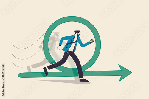 Agile methodology for business or software development, flexibility work in modern company management concept, smart businessman running fast with agility effect on circular agile life cycle workflow.