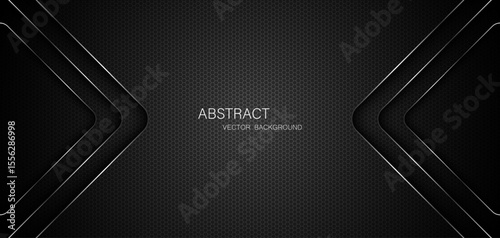 Abstract black steel mesh background with silver glowing lines with free space for design. Modern technology innovation concept background. Perforated dark metal sheet for background image.	