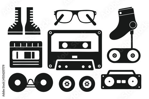 Black Silhouette 80s Fashion and Music Icons eighties