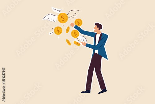 Financial smart phone application, online money transaction or mobile banking concept, young adult man using mobile banking application to transfer money or make online shopping transaction.