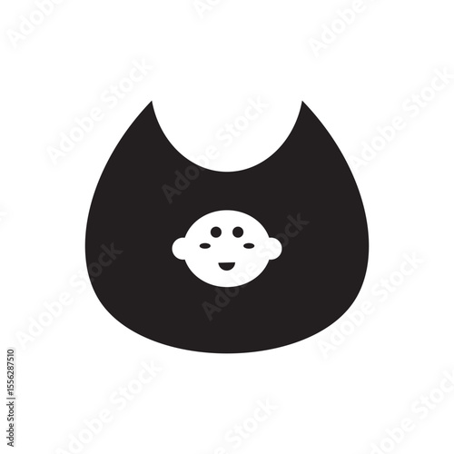 Baby bib with face icon. Baby bib icon with cute face, ideal for baby clothing or parenting content.
