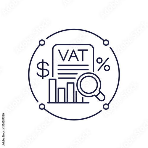 VAT, Value Added Tax icon in line design