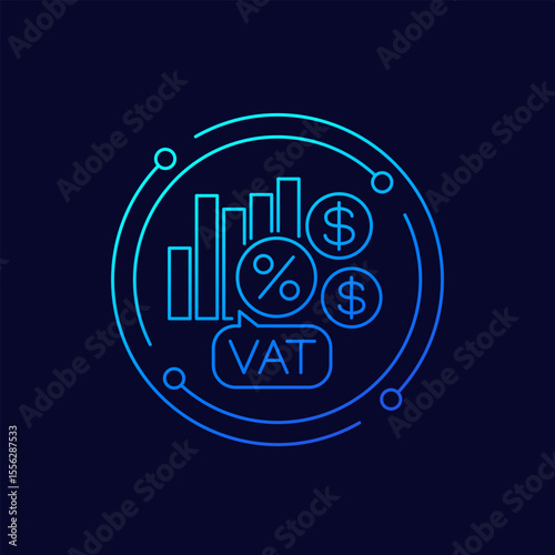 VAT, Value Added Tax icon, linear design
