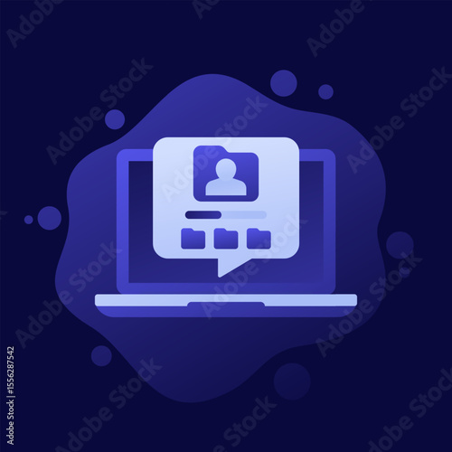 User data backup vector design with laptop