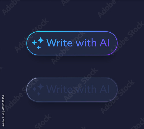 Write with ai buttons, dark vector design
