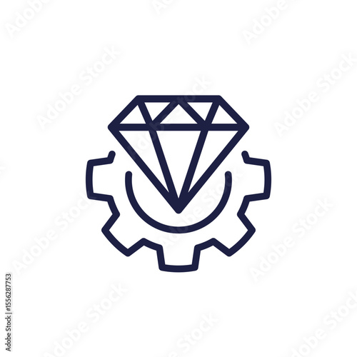Operational excellence line icon with gear and diamond