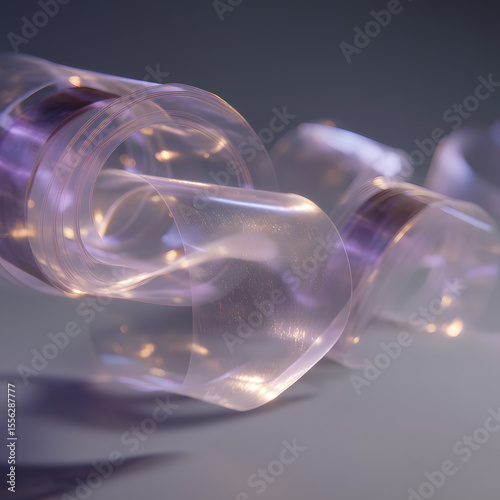 Close-up of a translucent silicone or gel capsule spilling out from a plastic bottle with a blurred background, emphasizing transparency and medical or pharmaceutical use
