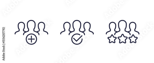 membership line icons, clients and customers