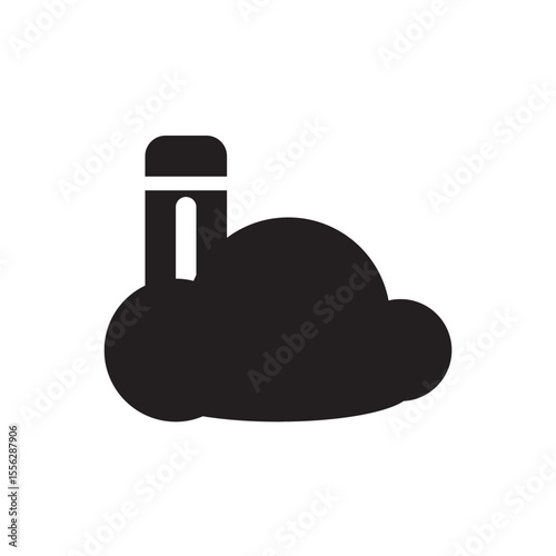 Clouds backup icon with server stack silhouette. Minimalist icon showing cloud and server, symbolizing digital data storage or cloud computing.