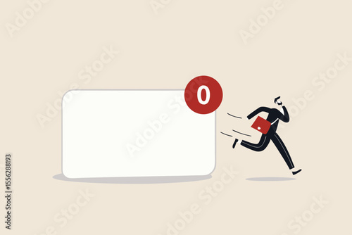 Data privacy, personal email confidential, thief, cyber hacker or email provider show advertising based on inside information concept, thief holding red bag full of data from letter with no new email.