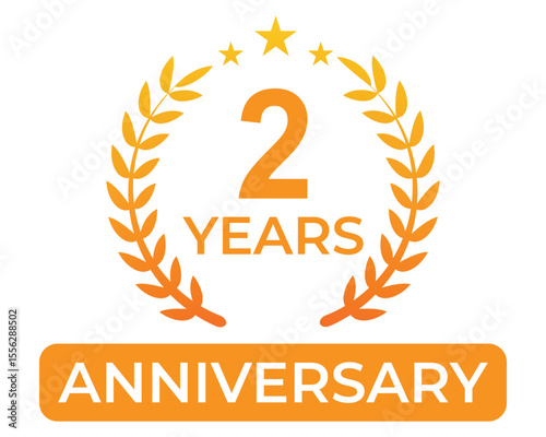 2 Years Anniversary Flat Silver and Golden Vector Icons for Celebration and Wedding Invitations,
