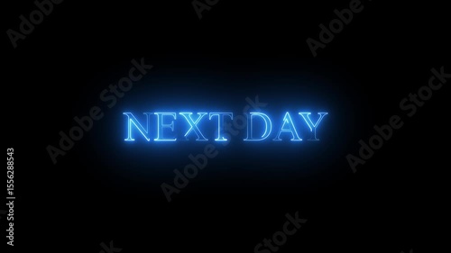 Next neon glow text next day typography animation 4k video. next text icon animation neon glowing cyan pink color text letter banner poster sign board font lettering effect sign symbol on black