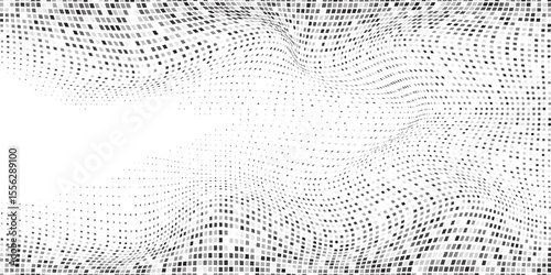 Modern mesh rectangle grunge dotted halftone gradient texture. Vanishing polka dot background vectior abstract