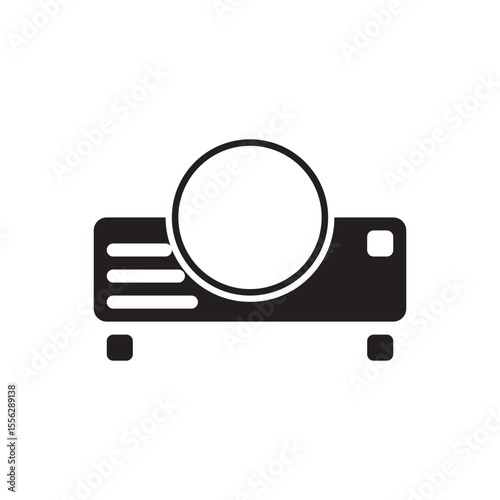Projector device icon. Multimedia projector silhouette for video, office, or conference usage.