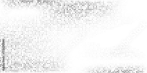 Abstract mesh rectangle grunge dotted halftone gradient texture. Vanishing polka dot background simple abstract modern art