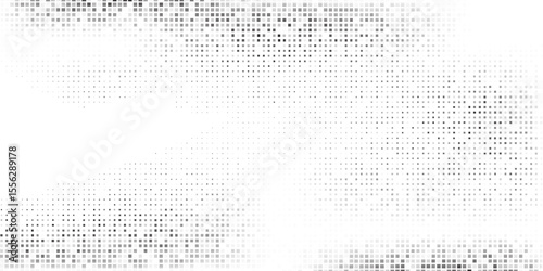 Abstract mesh rectangle grunge dotted halftone gradient texture. Vanishing polka dot background simple abstract modern