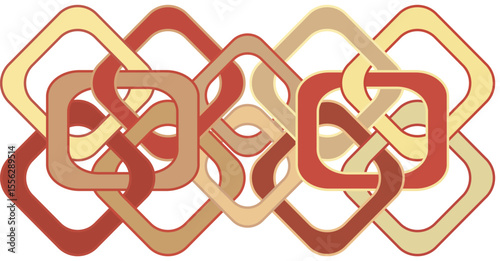 Seamless pattern of rectangles with rounded corners, intertwined, for textiles, websites, presentations.