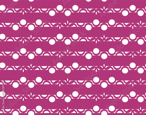 Vector pattern of bright pink circles and stripes.