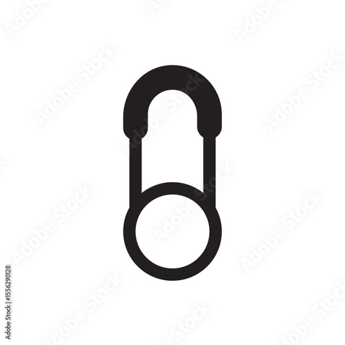Baby safety pin icon. Classic safety pin silhouette, ideal for baby gear, diapers, or sewing content.