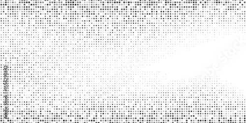 Abstract grunge dotted halftone gradient texture. Vanishing polka dot background. Repeating dots simple modern