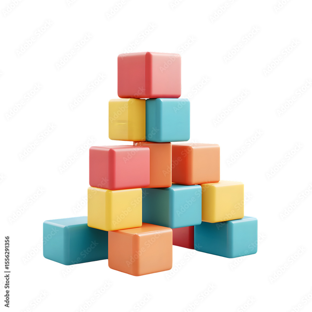 Colorful stack of cubes arranged in a pyramid shape. Colorful stack of cubes arranged in a pyramid shape.