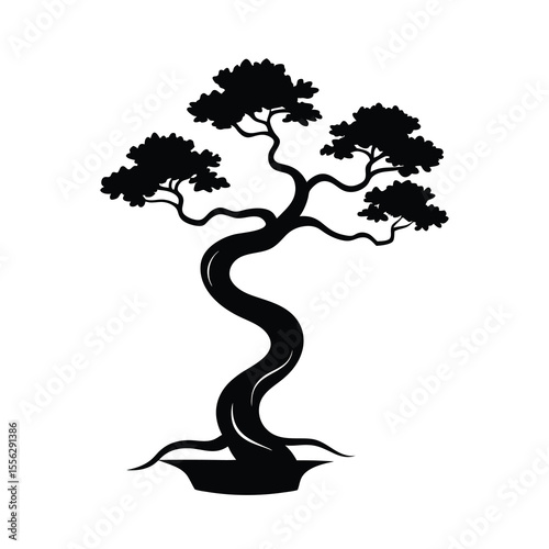 bonsai tree twisted trunk silhouette art