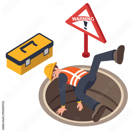 Industrial worker loses consciousness while exiting a confined space without proper safety measures, highlighting a critical workplace hazard warning.