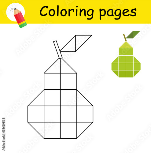 Coloring book. Illustration for children education. Cartoon pear.