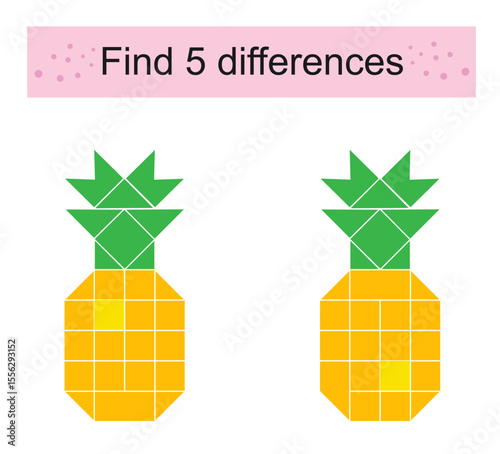 Find 5 differences. Logic puzzle game for children.