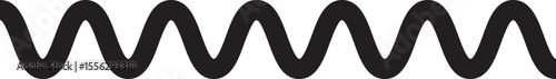 Geometric black stroke composed of six evenly smoothed crests and troughs forming a consistent zigzag flow.